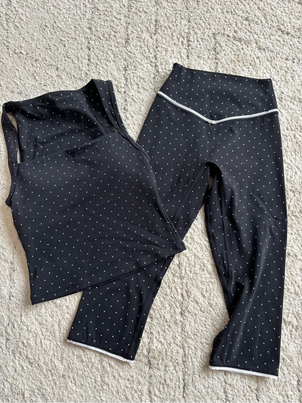 Vitality Cloud II Black Polka Dot Capris and Tank set